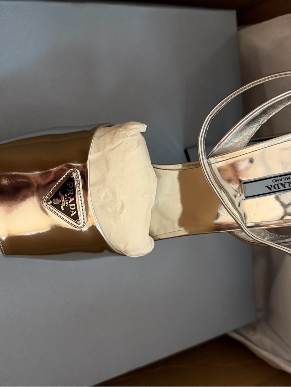 Prada Metallic Silver Platform Sandals - Picture 13 of 14